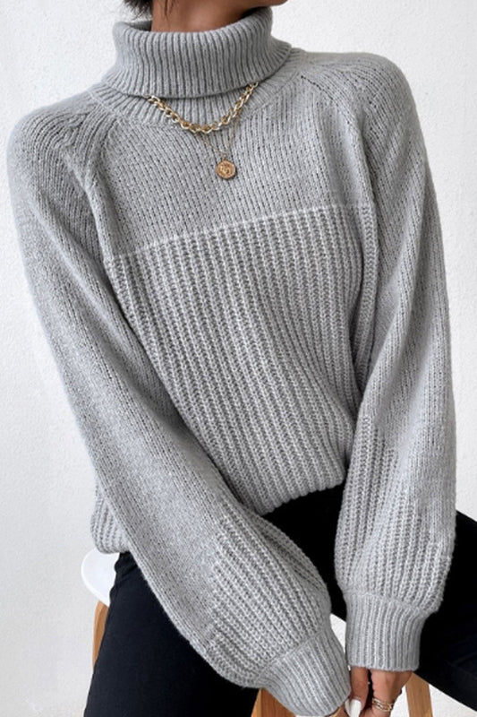 Tops casuales de cuello alto con parches sólidos