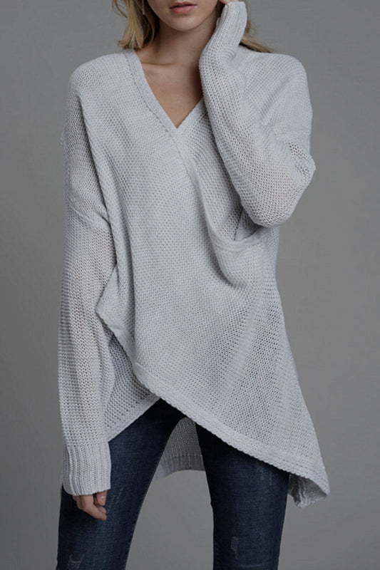 Tops casuales de cuello en V con parches sólidos