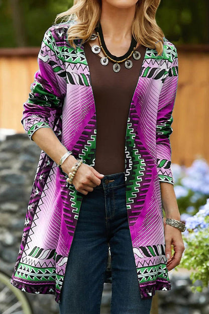Prenda de abrigo informal universitaria con estampado geométrico y cuello tipo cárdigan (5 colores)