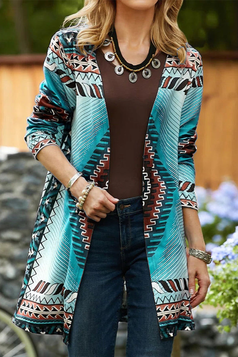 Prenda de abrigo informal universitaria con estampado geométrico y cuello tipo cárdigan (5 colores)