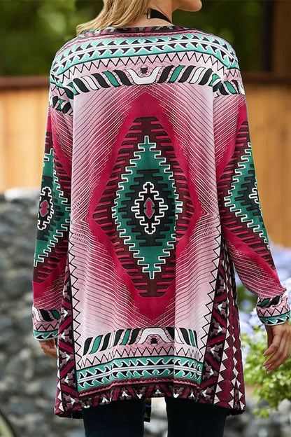 Prenda de abrigo informal universitaria con estampado geométrico y cuello tipo cárdigan (5 colores)