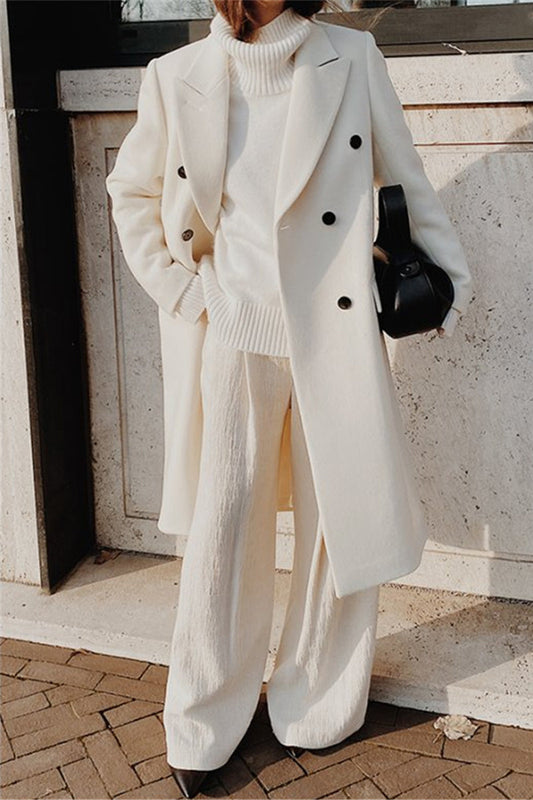 Prenda exterior elegante de estilo británico con botones sólidos y cuello vuelto