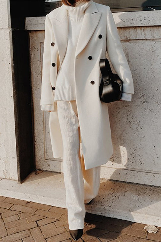 Prenda exterior elegante de estilo británico con botones sólidos y cuello vuelto