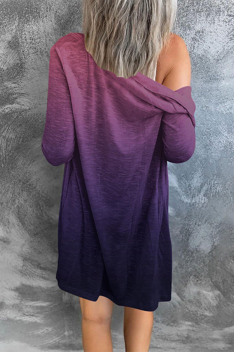 Prenda exterior tipo cárdigan con cuello de patchwork y estampado urbano (8 colores)
