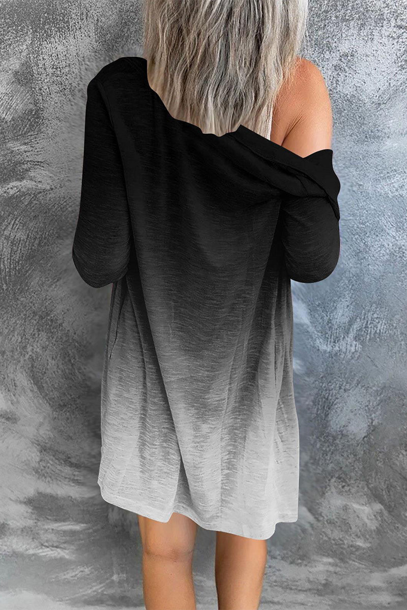 Prenda exterior tipo cárdigan con cuello de patchwork y estampado urbano (8 colores)