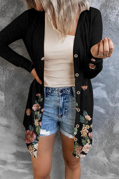 Prenda exterior tipo cárdigan con cuello de patchwork y estampado urbano (8 colores)