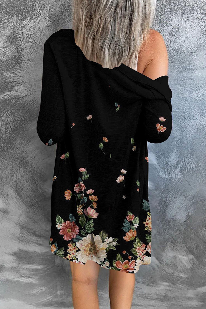 Prenda exterior tipo cárdigan con cuello de patchwork y estampado urbano (8 colores)