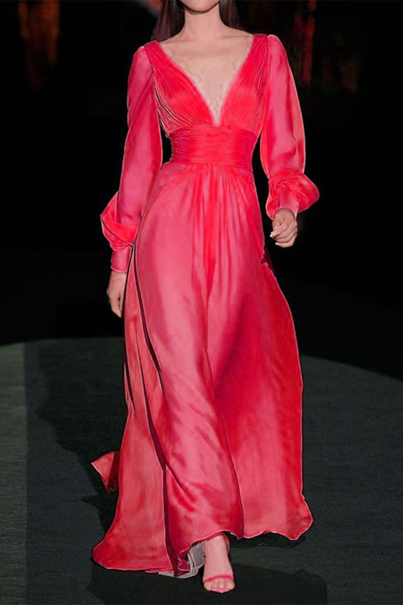 Vestidos de princesa con cuello en V, sexys y elegantes, de patchwork liso