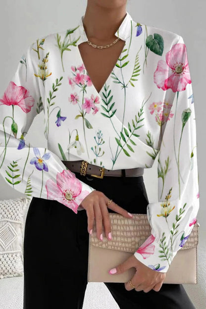 Blusas casuales con cuello en V y estampado de patchwork (6 colores)