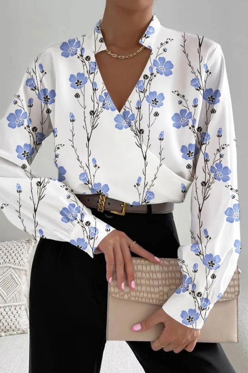 Blusas casuales con cuello en V y estampado de patchwork (6 colores)