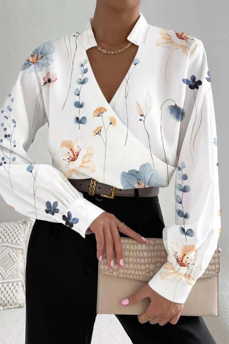 Blusas casuales con cuello en V y estampado de patchwork (6 colores)