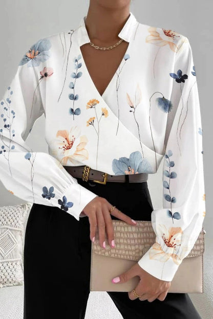 Blusas casuales con cuello en V y estampado de patchwork (6 colores)
