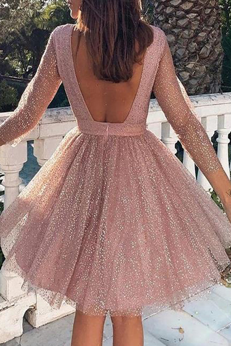 Elegante vestido de encaje liso con cuello redondo y corte A (3 colores)