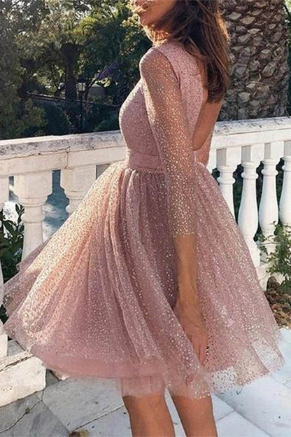 Elegante vestido de encaje liso con cuello redondo y corte A (3 colores)