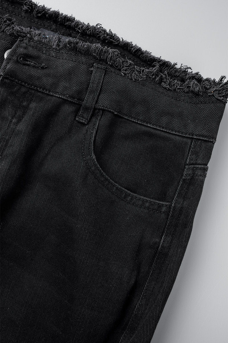 Casual Solid Ripped Patchwork Mid Waist Regular Denim Jeans (Subject To The Actual Object)(5 Colors)
