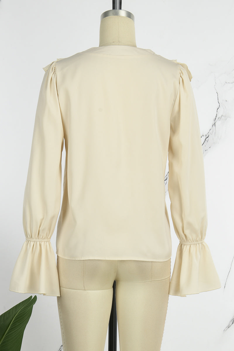Blusas casuales de cuello en V con parches lisos (5 colores)