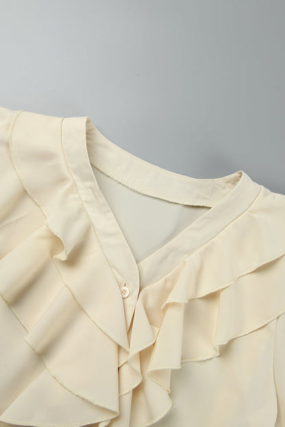 Blusas casuales de cuello en V con parches lisos (5 colores)