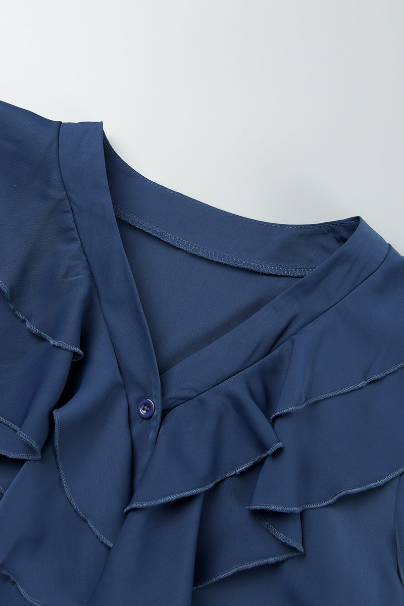 Blusas casuales de cuello en V con parches lisos (5 colores)