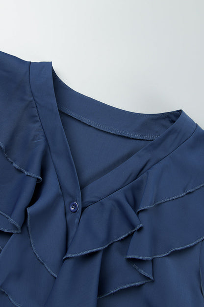 Blusas casuales de cuello en V con parches lisos (5 colores)