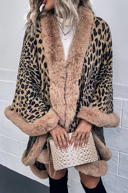 Prendas de abrigo elegantes de calle con estampado de leopardo y patchwork