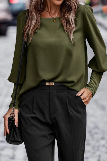 Elegantes blusas de cuello redondo con botones sólidos