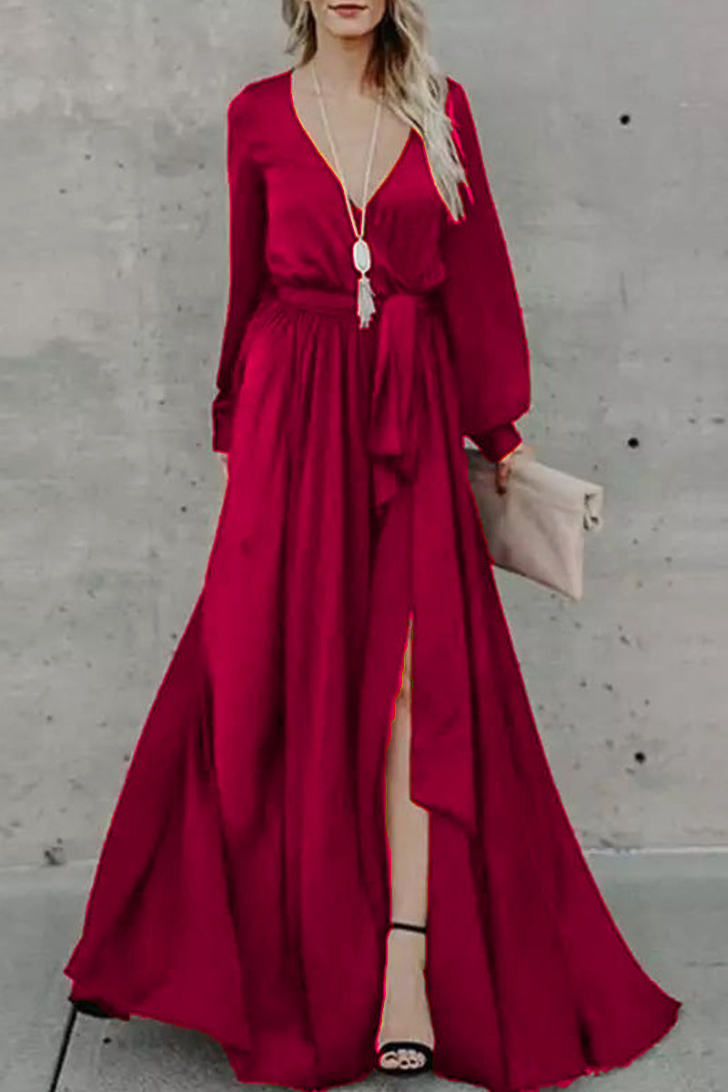 Vestido sexy de vendaje liso con cuello en V irregular