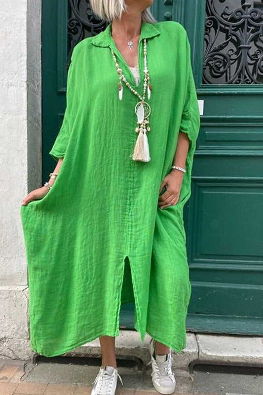 Vestido informal liso asimétrico con cuello vuelto irregular