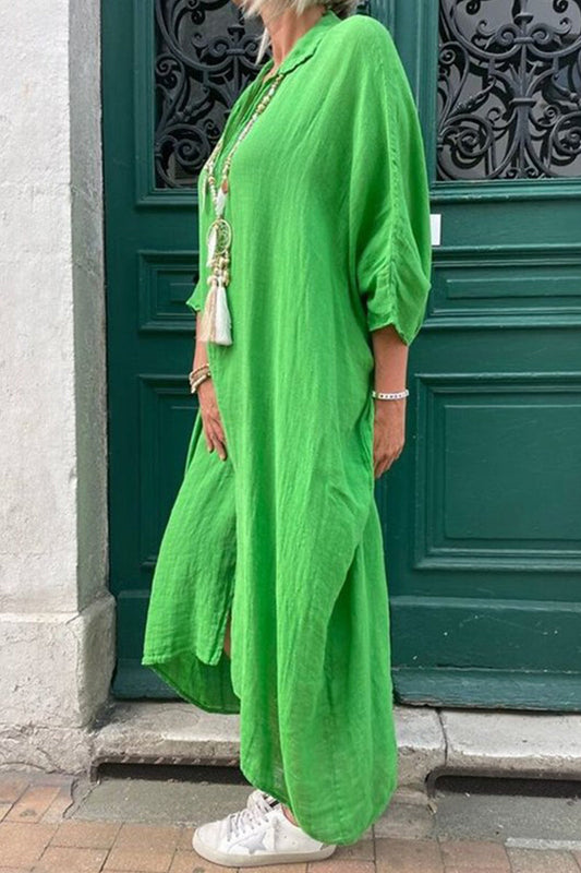 Vestido informal liso asimétrico con cuello vuelto irregular
