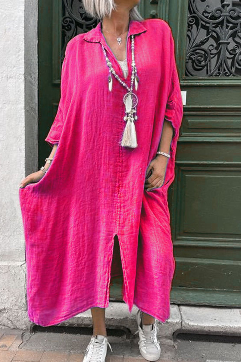 Vestido informal liso asimétrico con cuello vuelto irregular