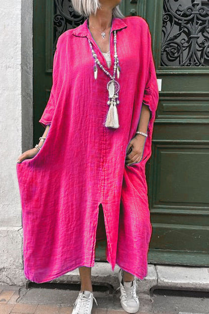 Vestido informal liso asimétrico con cuello vuelto irregular