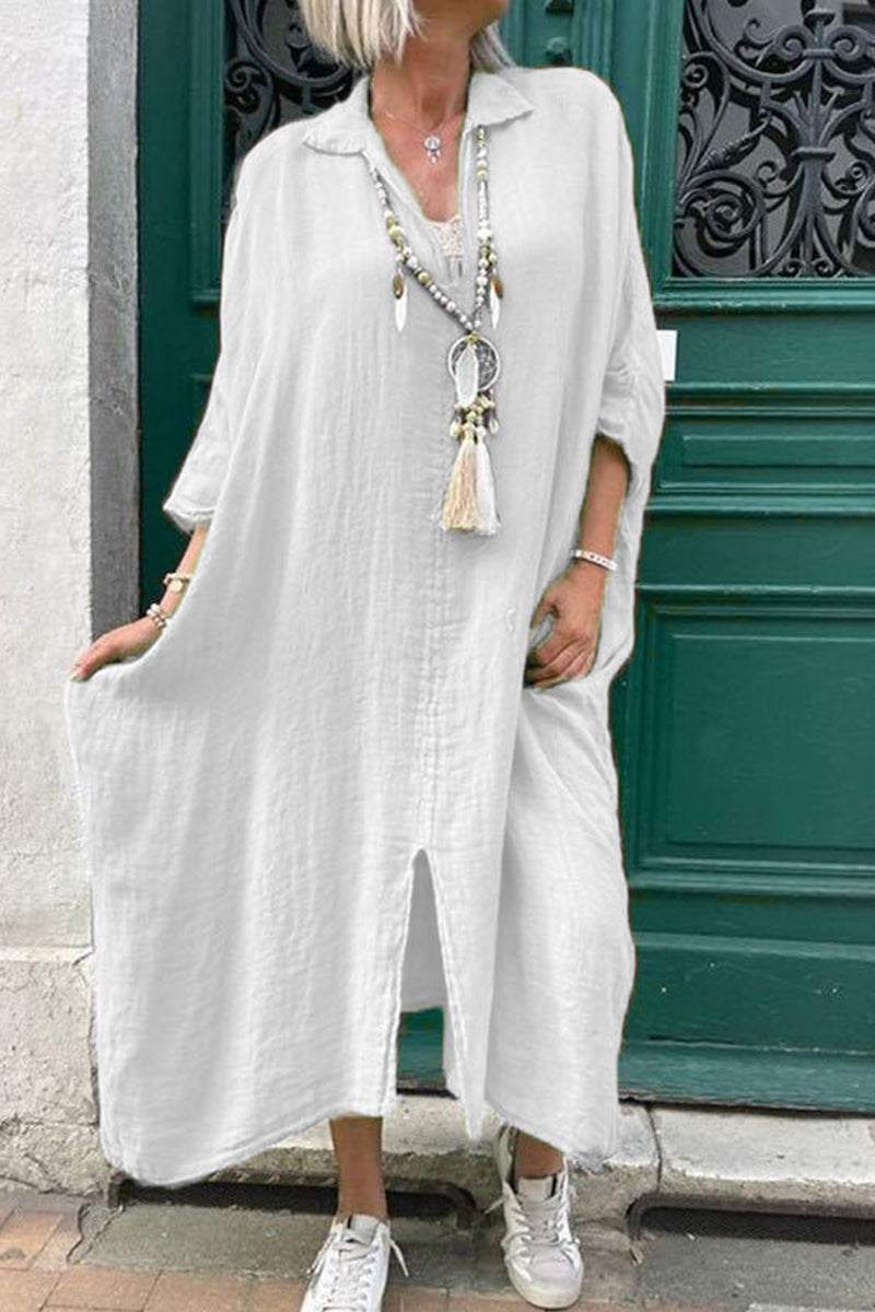 Vestido informal liso asimétrico con cuello vuelto irregular