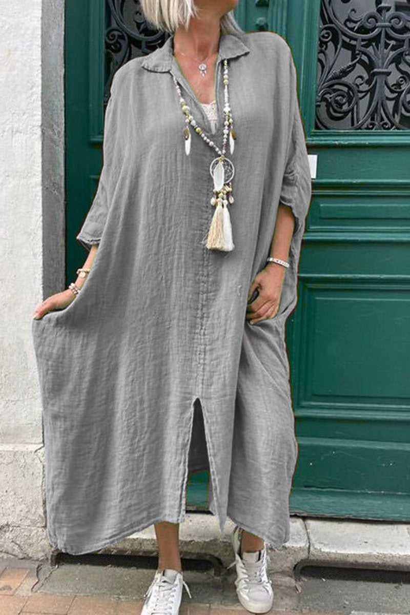 Vestido informal liso asimétrico con cuello vuelto irregular