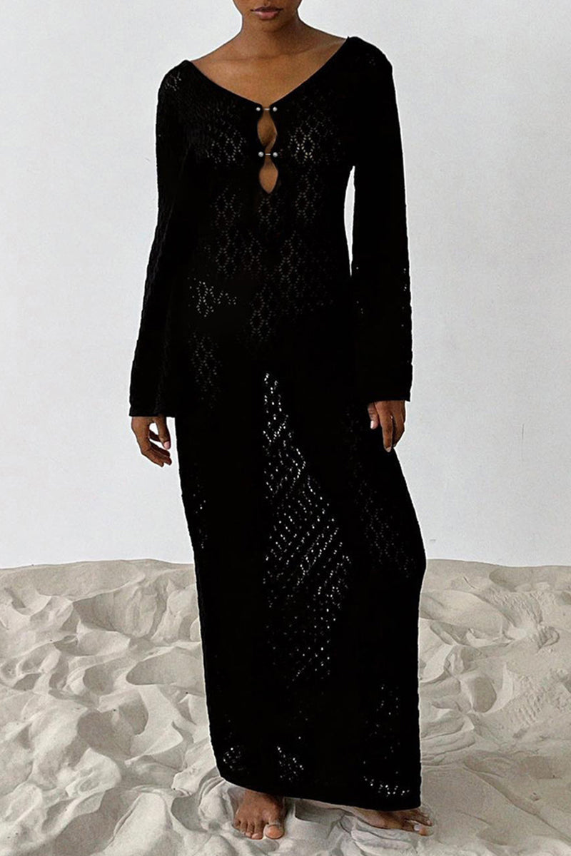 Traje de baño sexy sólido ahuecado