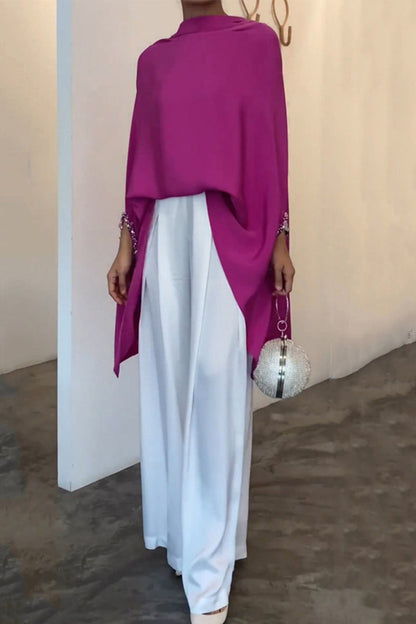 Elegante conjunto de dos piezas de manga larga lisa