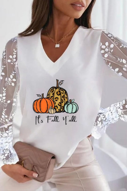 Tops casuales con cuello en V y patchwork con estampado