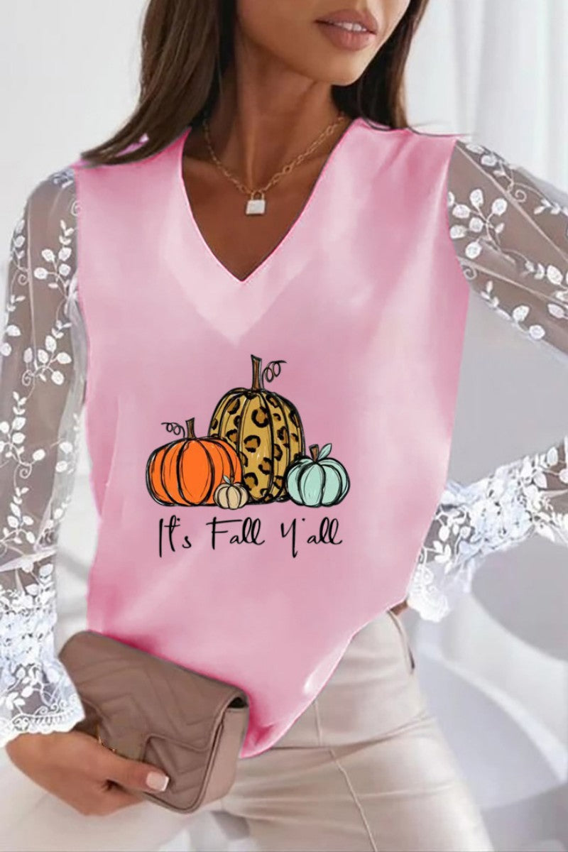 Tops casuales con cuello en V y patchwork con estampado