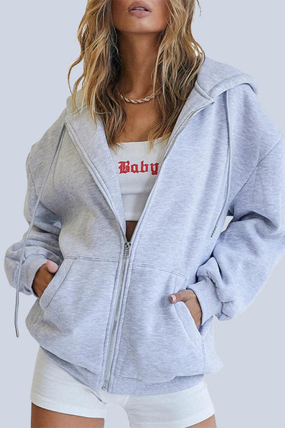 Ropa deportiva informal con capucha y bolsillos sólidos (12 colores)
