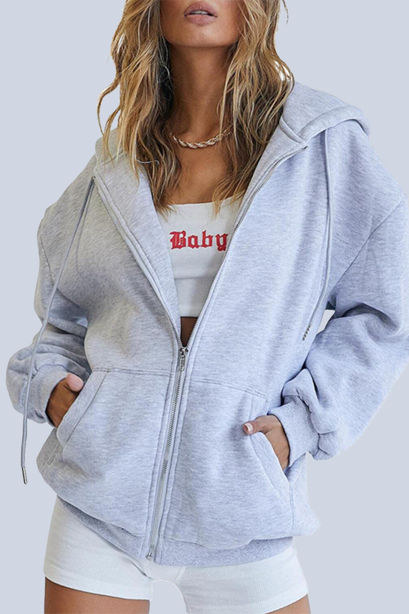 Ropa deportiva informal con capucha y bolsillos sólidos (12 colores)