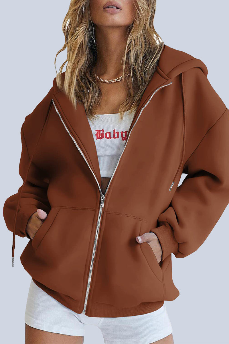 Ropa deportiva informal con capucha y bolsillos sólidos (12 colores)