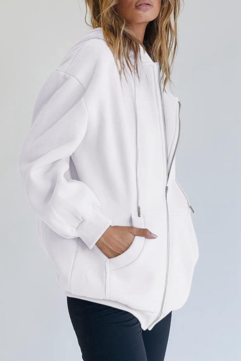 Ropa deportiva informal con capucha y bolsillos sólidos (12 colores)