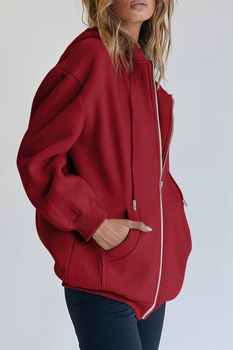 Ropa deportiva informal con capucha y bolsillos sólidos (12 colores)