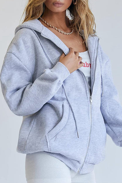 Ropa deportiva informal con capucha y bolsillos sólidos (12 colores)