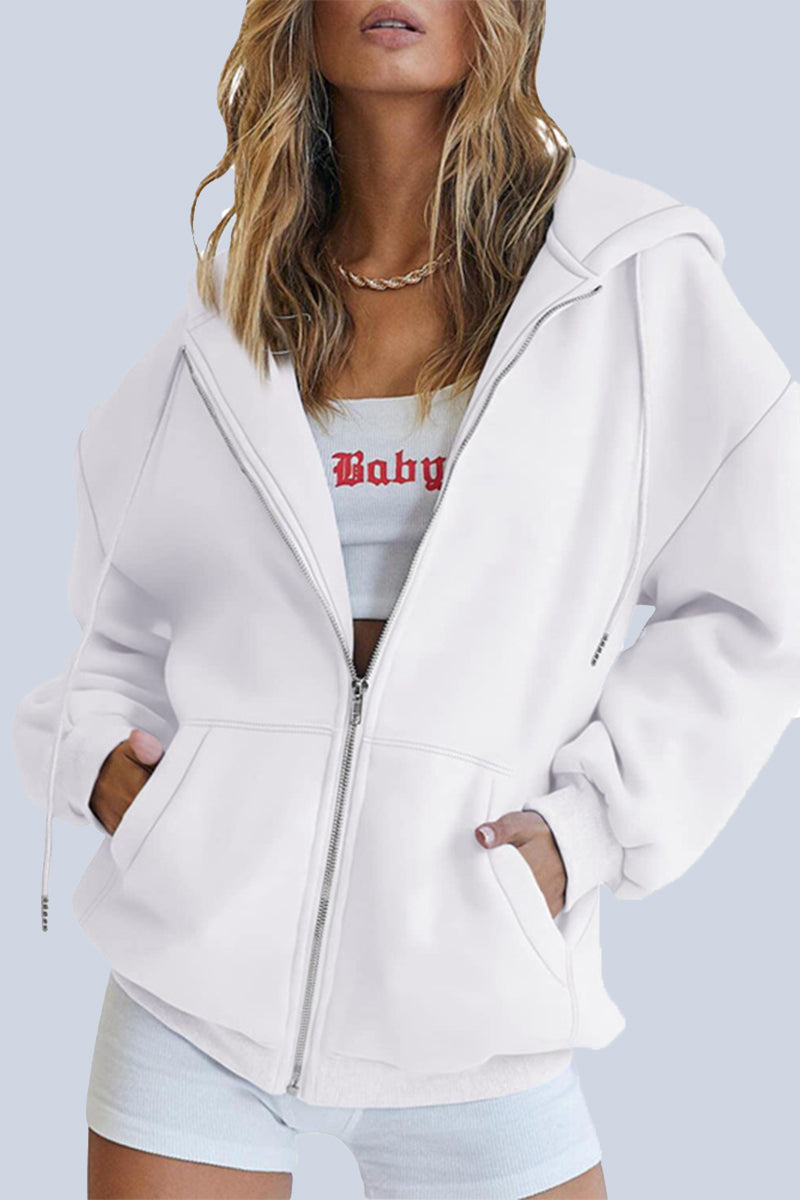 Ropa deportiva informal con capucha y bolsillos sólidos (12 colores)