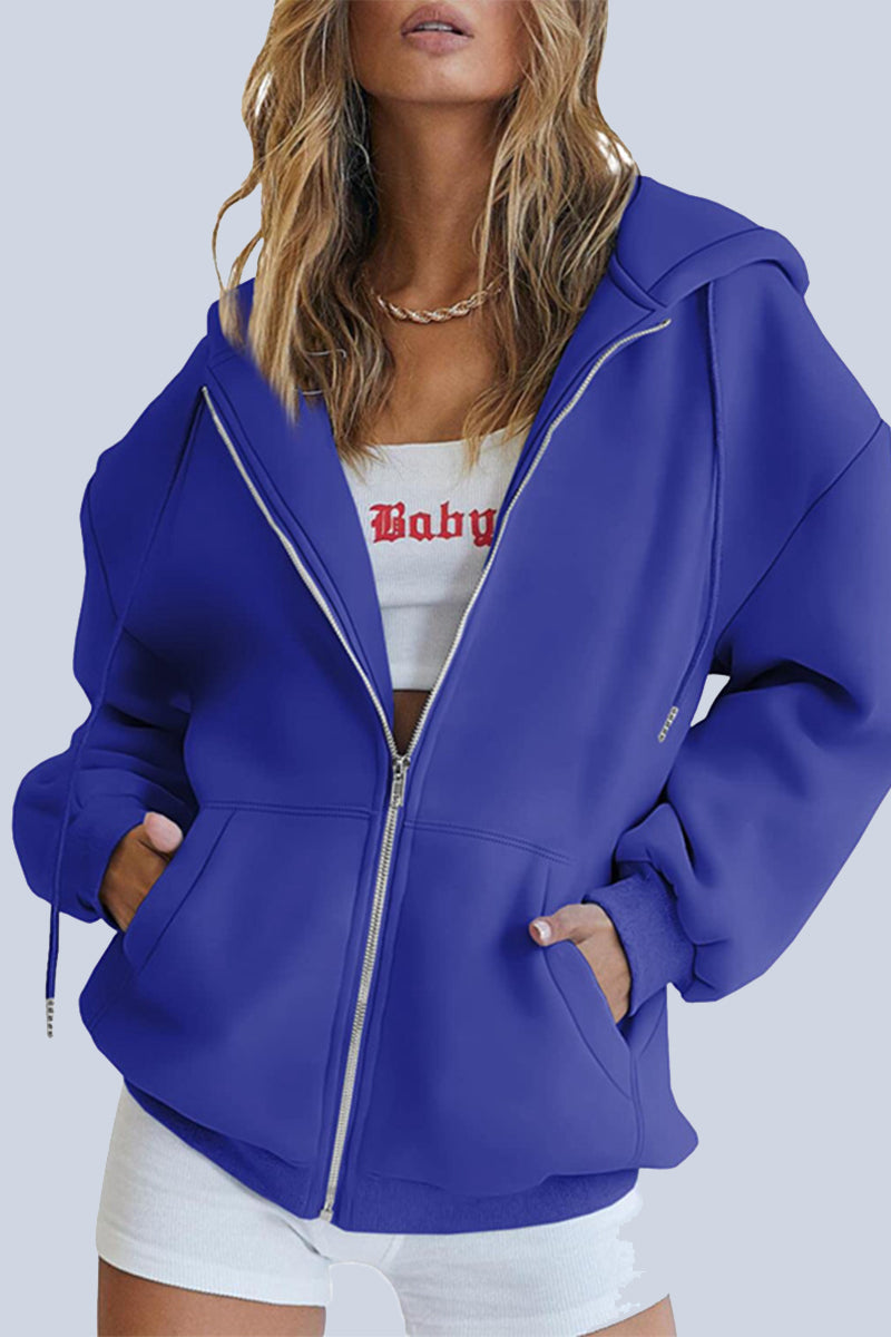 Ropa deportiva informal con capucha y bolsillos sólidos (12 colores)
