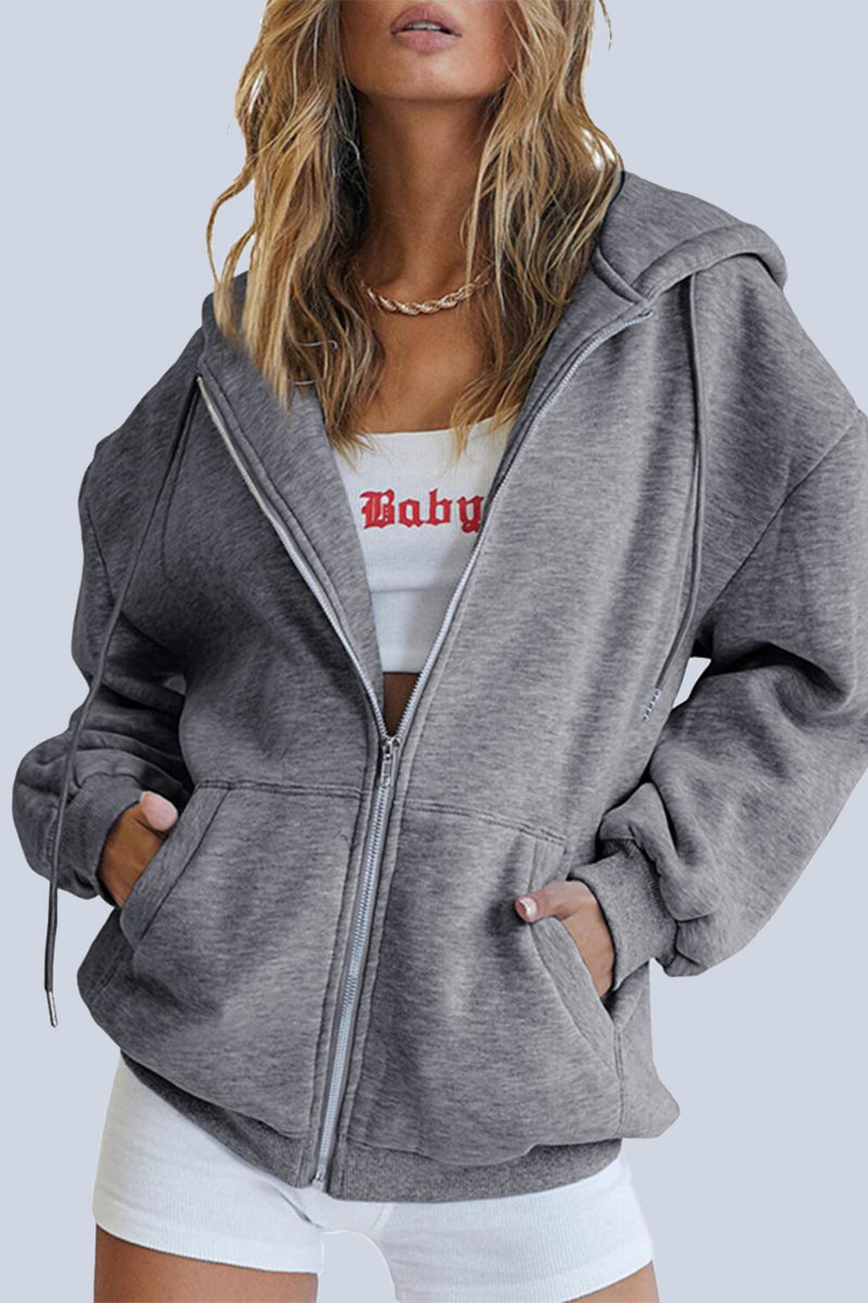 Ropa deportiva informal con capucha y bolsillos sólidos (12 colores)