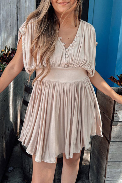 Vestido mini sexy con escote en V y pliegues lisos (3 colores)