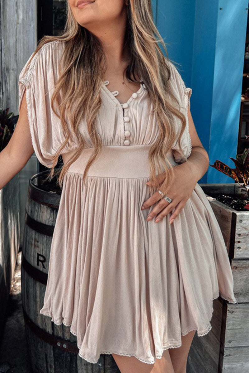 Vestido mini sexy con escote en V y pliegues lisos (3 colores)
