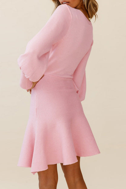 Elegantes vestidos de falda con cintura de cuello redondo y patchwork sólido