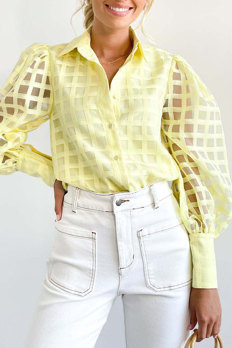 Celebridades Elegantes Tops de Cuello Vuelto con Patchwork Sólido