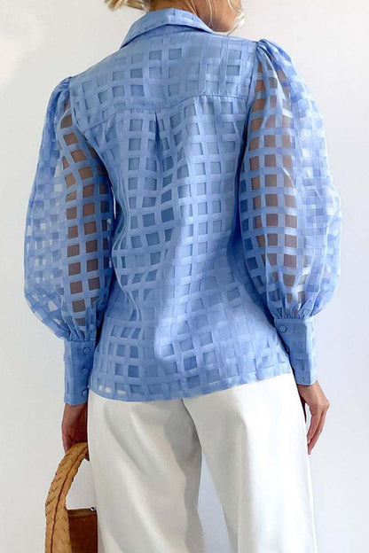 Celebridades Elegantes Tops de Cuello Vuelto con Patchwork Sólido